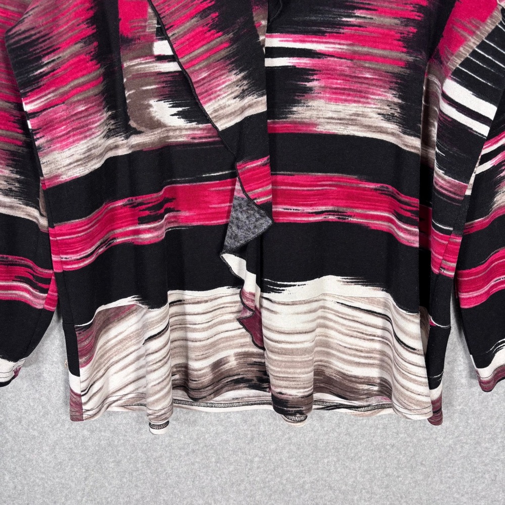 Maggie Southwest Artsy Knit Tunic Top Size 20‎ Red Black Abstract Ruffle Western - Picture 3 of 9